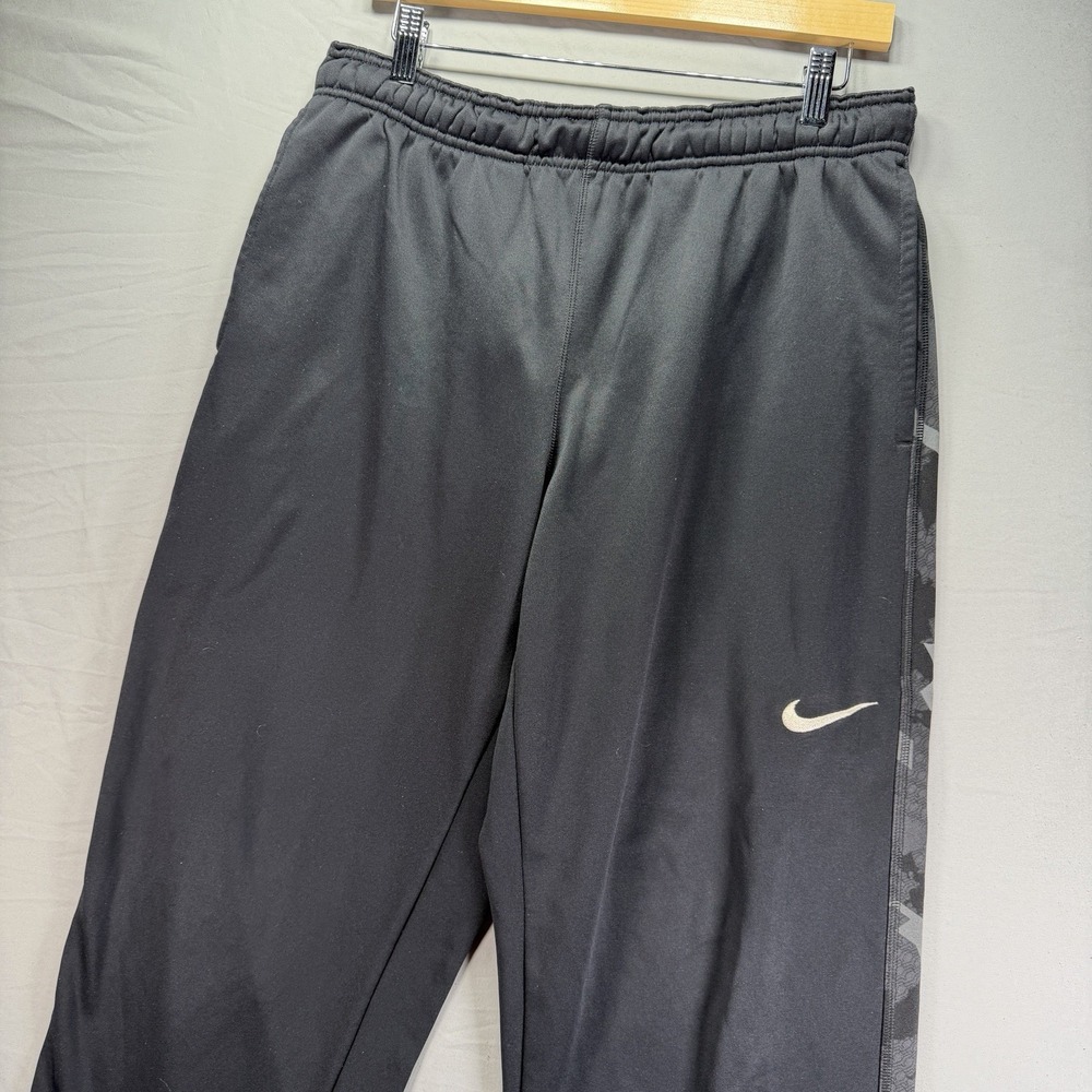 Nike Therma Fit Sweatpants Mens Black Drawstring Fleece Straight Leg Swoosh